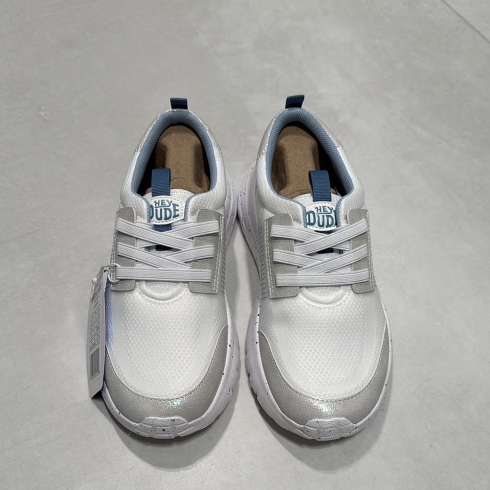 Hey Dude Kids White and Gray Shoes